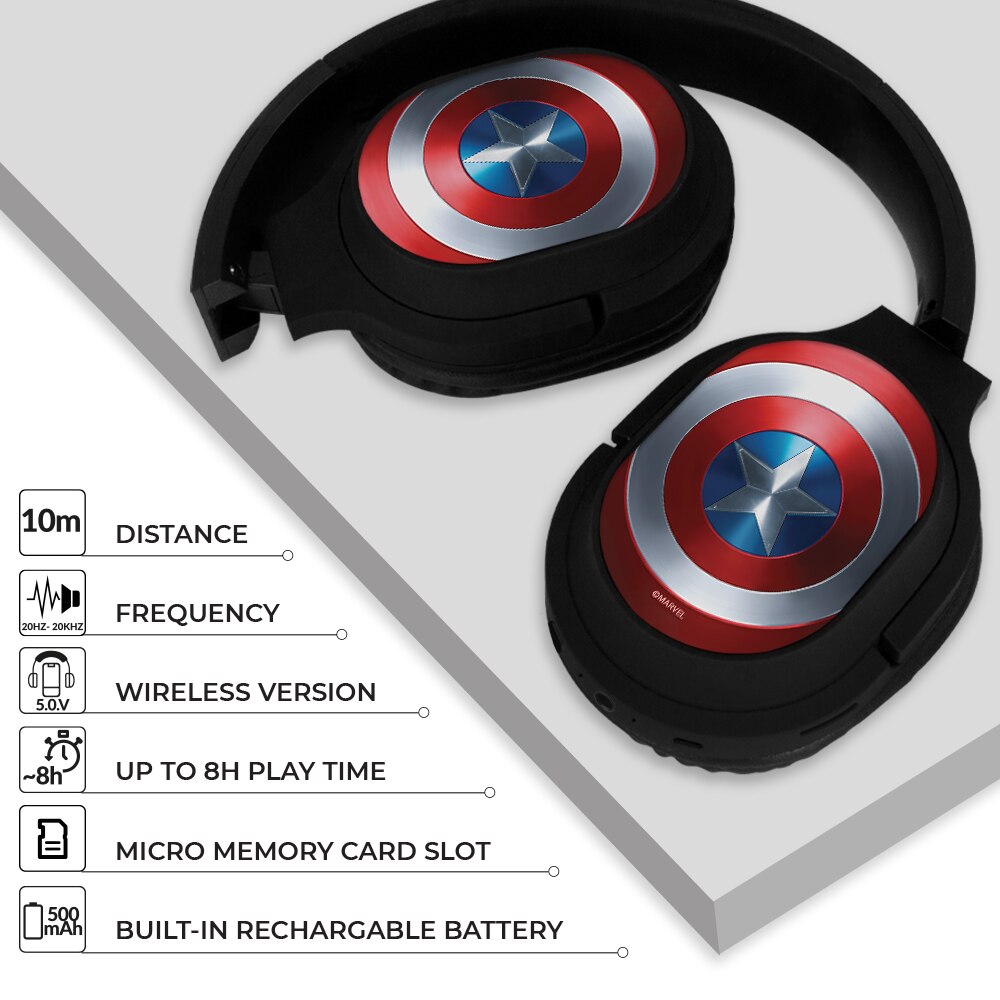 Casti fara fir, Model Captain America 001 Rosu - eMAG.ro