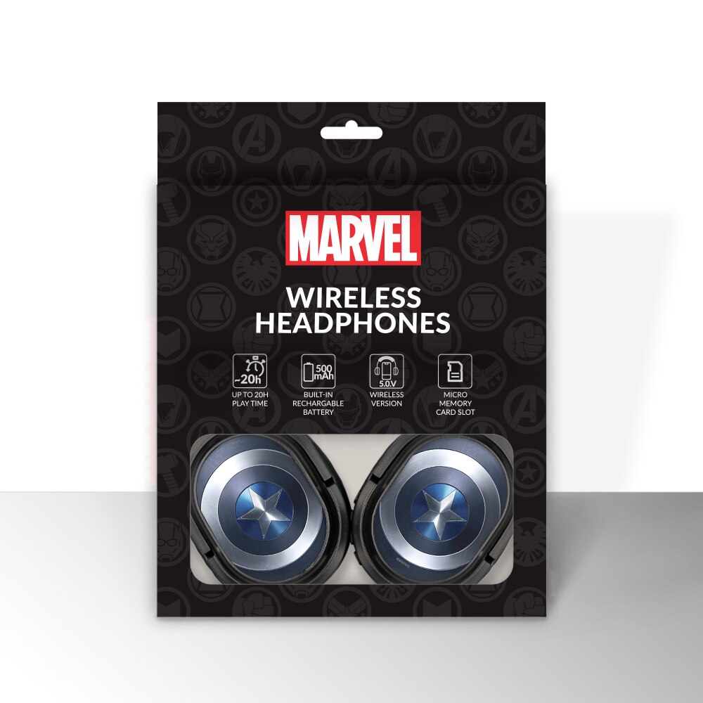 Casti fara fir, Model Captain America 001 Albastru - eMAG.ro