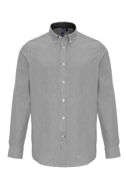 Camasa Oxford cu dungi pentru barbati PR238, White/Grey, M