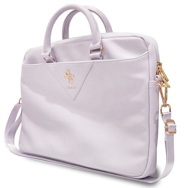 Geanta laptop Guess ZIP Leather Triangle, eco-piele, fiolet, 31x41x6cm