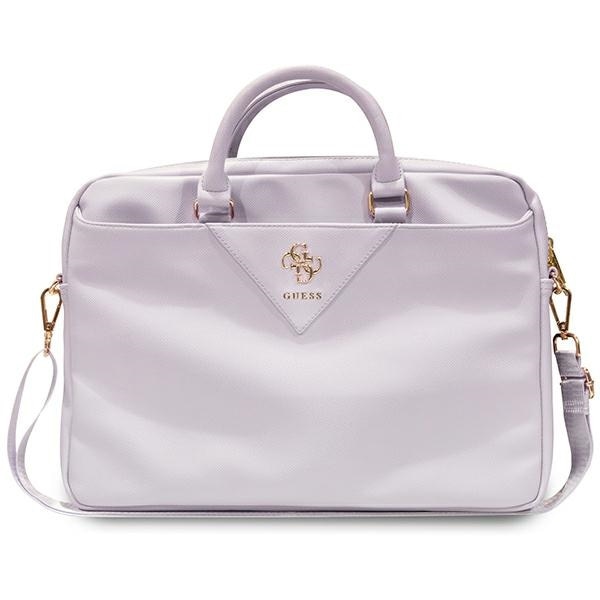 Geanta laptop Guess ZIP Leather Triangle, eco-piele, fiolet, 31x41x6cm