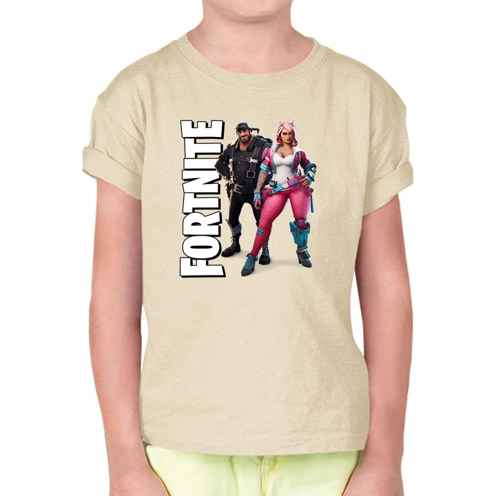 Tricou pentru copii Fortnite Battle Royal OPT Battle Royal Fortnite 01, Ecru