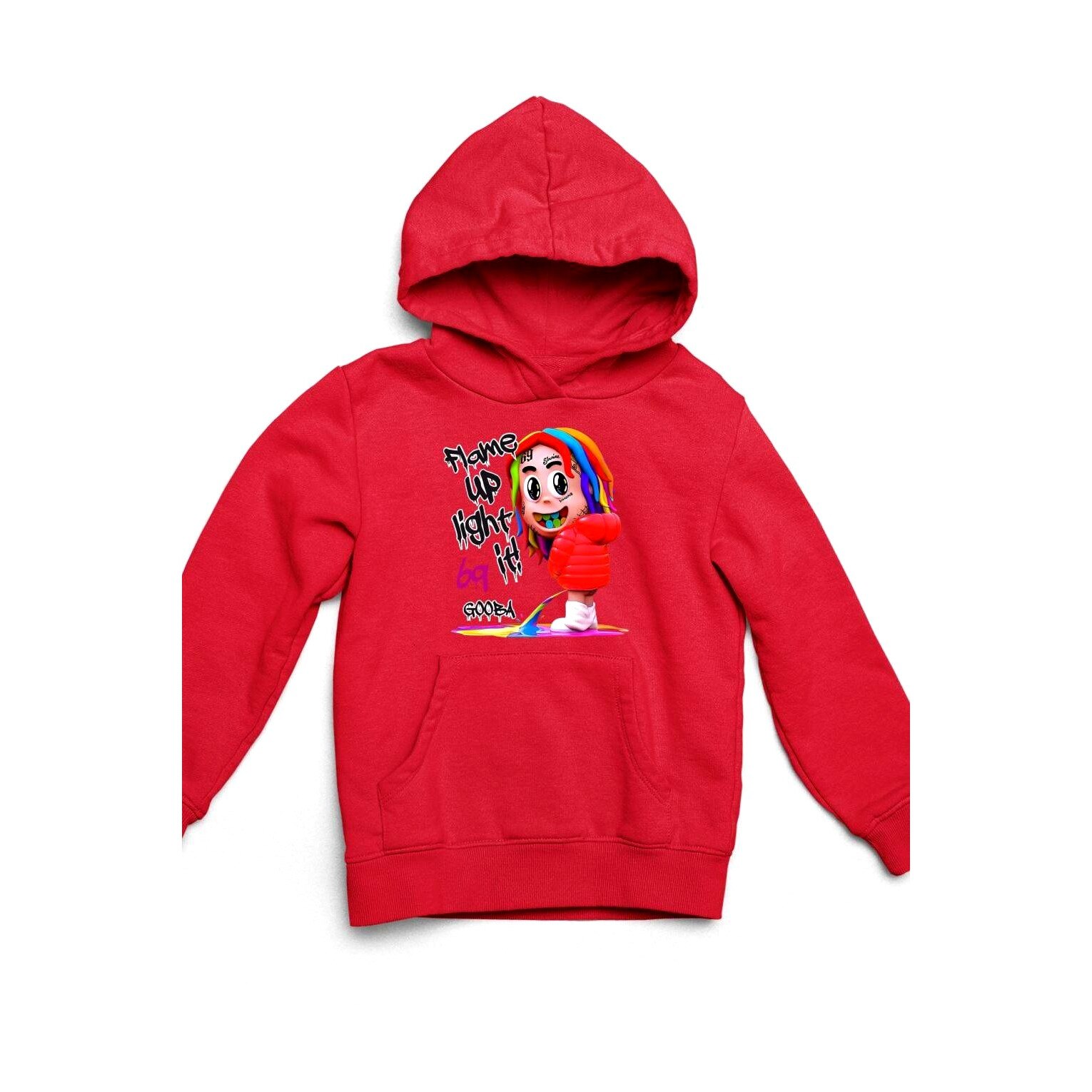 Pulover pentru copii 6ix9ine gooba flame up, rosu, M - eMAG.ro