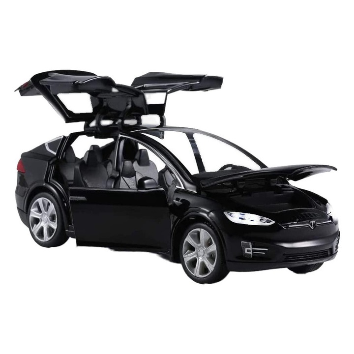 Tesla Model X90 játékautó, Fém, Hangok, Fények, Fekete