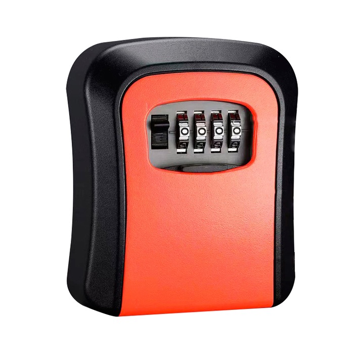 Cutie pentru chei, Metal/PVC, Cifru, Rosu/Negru