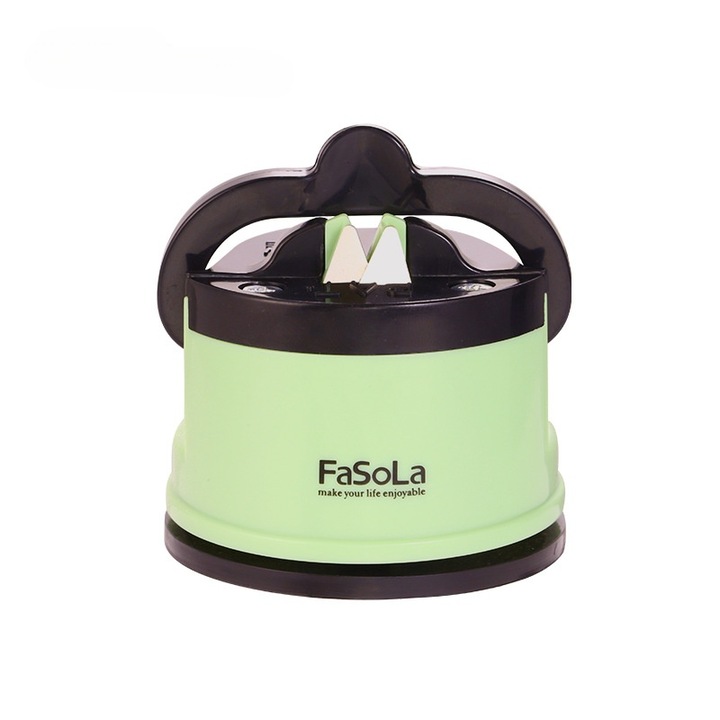 Késélező, bab, kézi, zöld/fekete, 6,1 cm * 6,5 cm * 6 cm