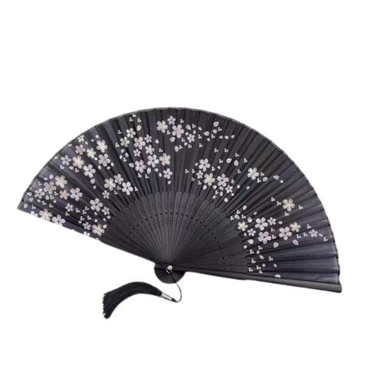 Вентилатори, коприна/бамбук, черно