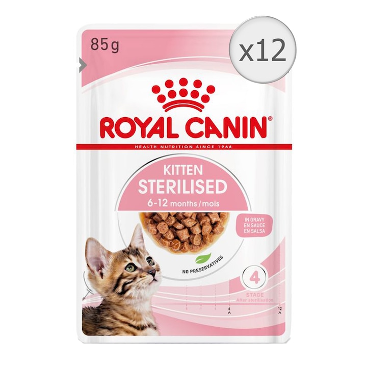 Hrana umeda pentru pisici,Royal Canin, Kitten Sterilised, 12 x 85g