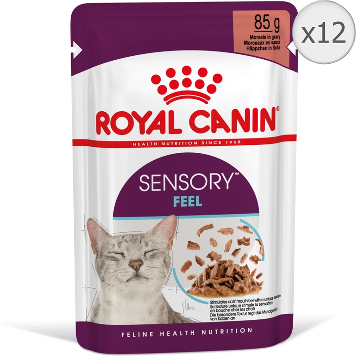 Hrana umeda pentru pisici Royal Canin, Sensory Feel, pentru stimularea simtului tactil, in sos, 85g