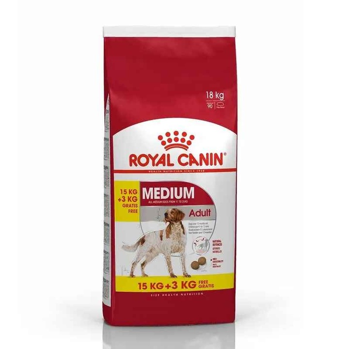 Hrana uscata pentru caini, Royal Canin,Medium, Adult, 15+3, 18Kg