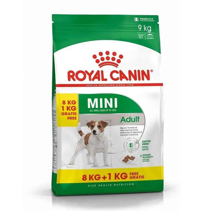 Hrana uscata pentru caini Royal Canin, Mini, Adult, 8kg + 1kg Gratis