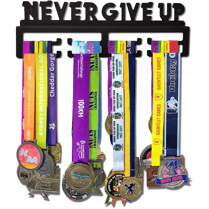 Поставка за медал Never Give Up, за спортисти, 38x13 см
