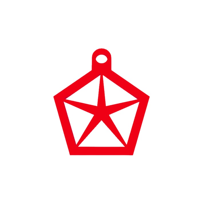 Kulcstartó, "CHRYSTLER", 43X 39 mm piros