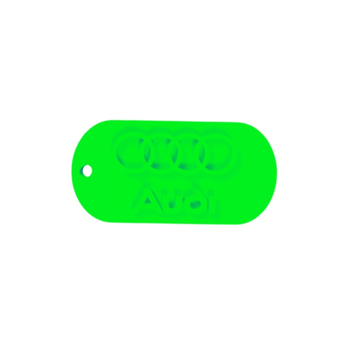 Breloc chei, "AUDI", 25 X 50 mm verde