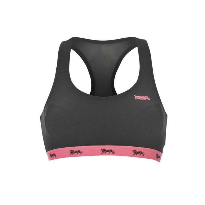 Sutien sport fete Lonsdale Sport, Negru/Roz