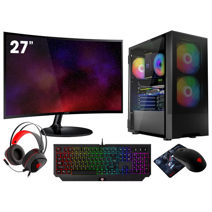 VIST Sistem PC Ryzen 7 5700G, Ram 32GB, SSD 1TB M.2, WIFI, LCD 27, Windows 11 Pro preinstalat