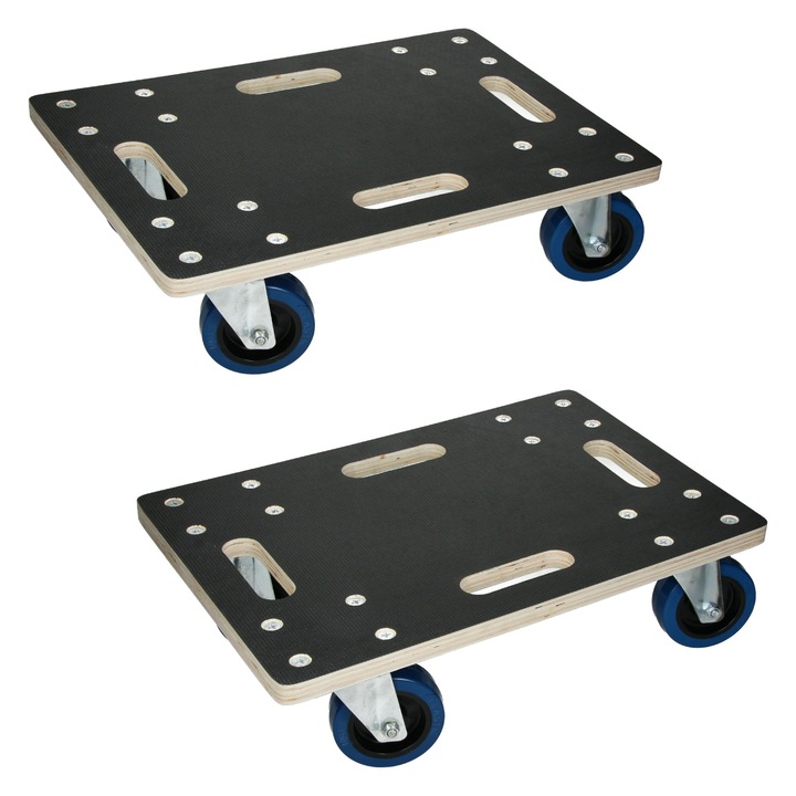 Set de 2 carucioare pentru transport, ECD Germany, antracit, platforma din multiplex, 35 x 50 cm, incarcare pana la 800 kg