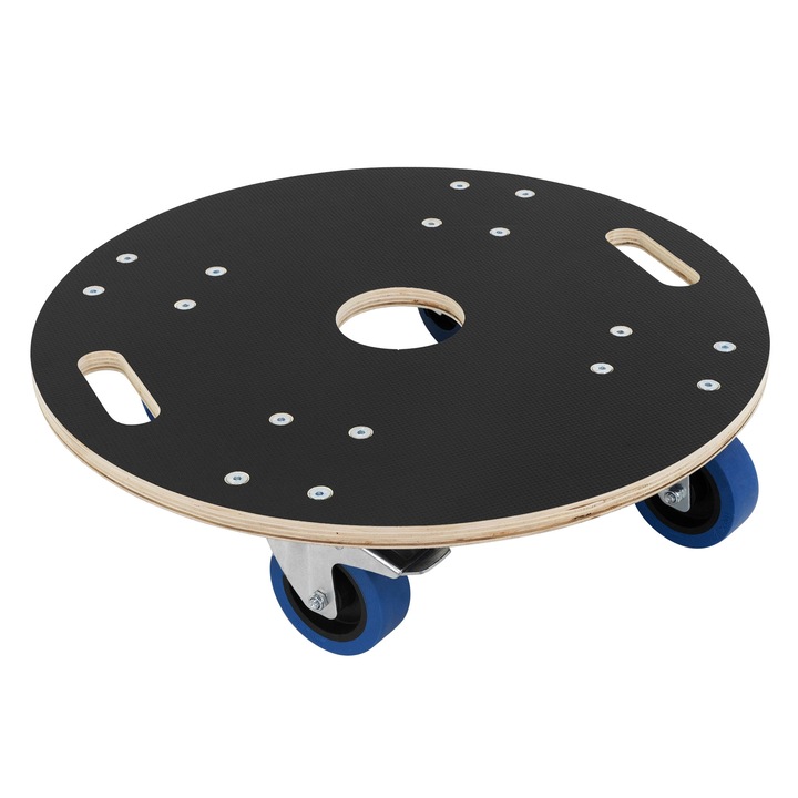 Carucior pentru transport rotund, ECD Germany, antracit, platforma din multiplex, Ø 57 cm, 2 roti cu frana, incarcare pana la 800 kg