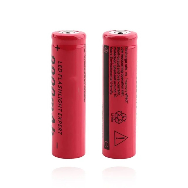 Set 2x Acumulator 18650 3, 7V MRG MMMC, 6800 mAh, Li-ion, Reincarcabil, Pentru Tigari electronice, Masina de gaurit, Laser, Lanterna, Rosu