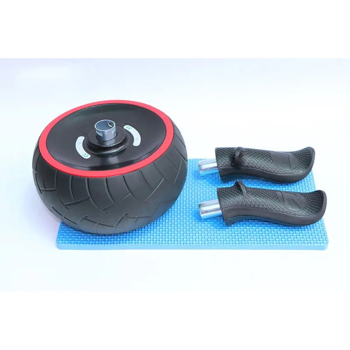 Rola/Roata pentru abdomen Power Roller cu sistem de retractare, Negru