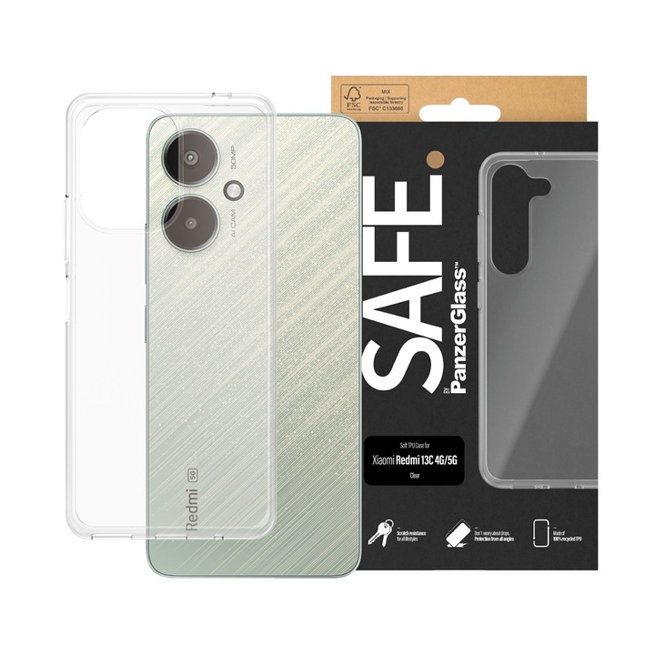 Biztonságos tok Xiaomi Redmi 13C, TPU, átlátszó