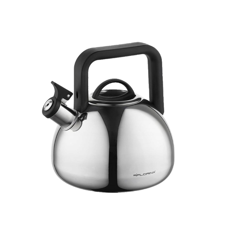 Rozsdamentes teáskanna síppal, hagyományos vízforraló, űrtartalom 2,5 liter, ezüstszürke, Florina