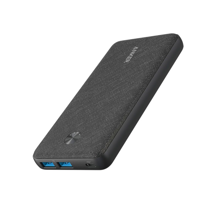 Baterie externa pentru telefon, porturi 2xUSB A, 1xUSB-C, 20000mAh, 20W, buton On/Off, Negru