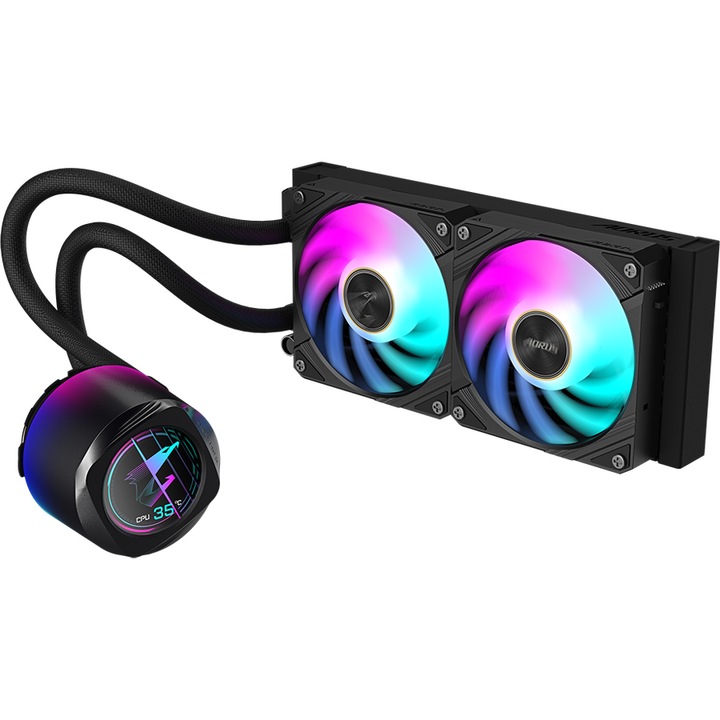 Охладител за процесор Gigabyte AORUS WATERFORCE X II 240 Black, LCD Display