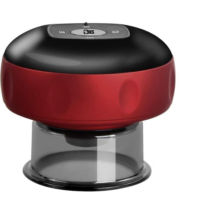 Aparat De Masaj Portabil SIKS 3 in 1, Cu Incalzire Si Vacuum, Tonifiere, Scraping Massager, Indepartare Celulita, Slabire, Rosu Cu Negru