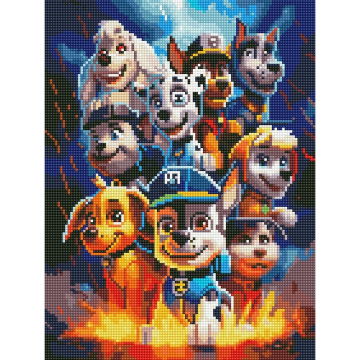 Set de broderie cu diamante 5D, cu rama, mozaic 30x40 cm, Paw Patrol Pentru copii Oh Art