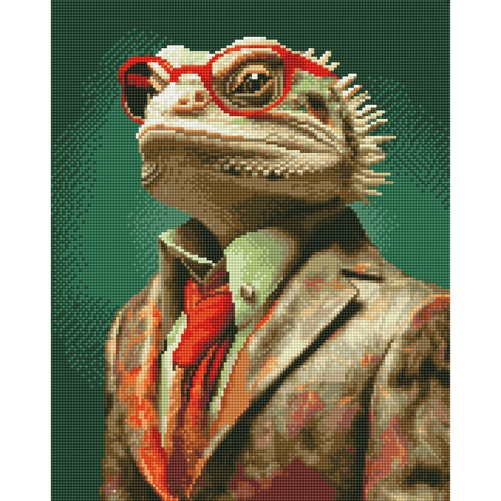 Set de broderie cu diamante 5D, cu rama, mozaic 40x50 cm, Avocat cameleon Oh Art