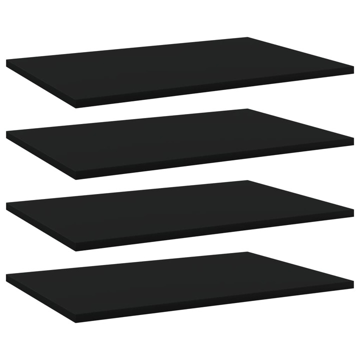 Set placibiblioteca vidaXL, 4 buc., negru, 60 x 40 x 1,5 cm, PAL 10.6 kg
