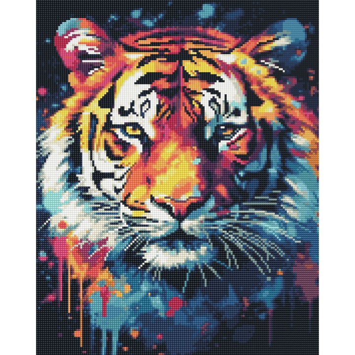 Set goblen cu diamante, cu sasiu, Tigru, 40x50 cm