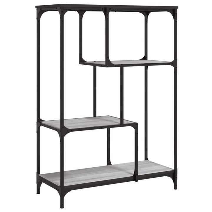VidaXL szürke sonoma szerelt fa és acél könyvespolc 81x36x115 cm 13.6 kg