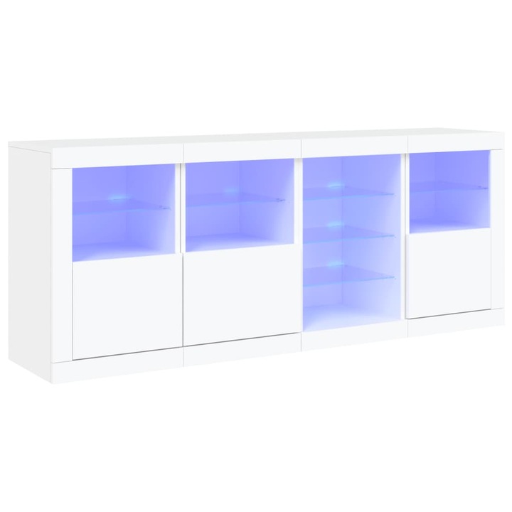 Servanta cu lumini LED vidaXL, alb, 164 x 37 x 67 cm, 3209051