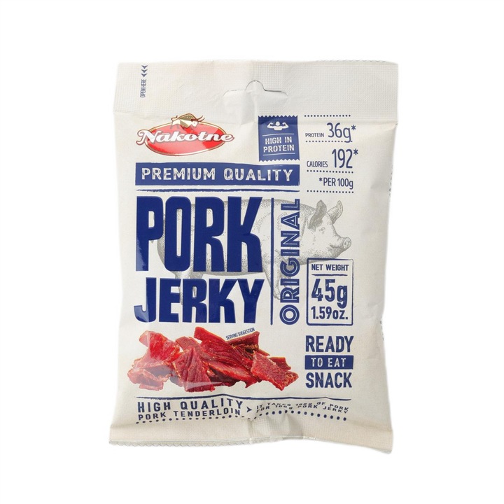 Gustare carne de porc afumata si uscata Pork Jerky, 45 gr