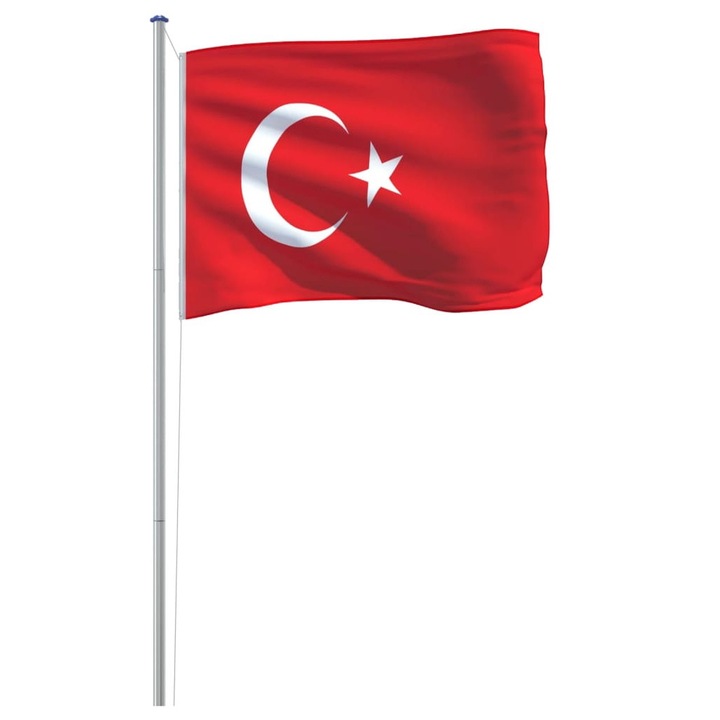 Телескопично знаме Турция, Zakito Europe, 90x150см, алуминий/полиестер, червено/бяло