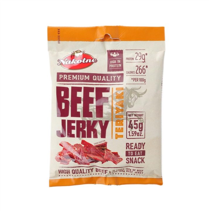 Gustare carne de vita afumata si uscata Beef Jerky Teriyaki, 45 gr