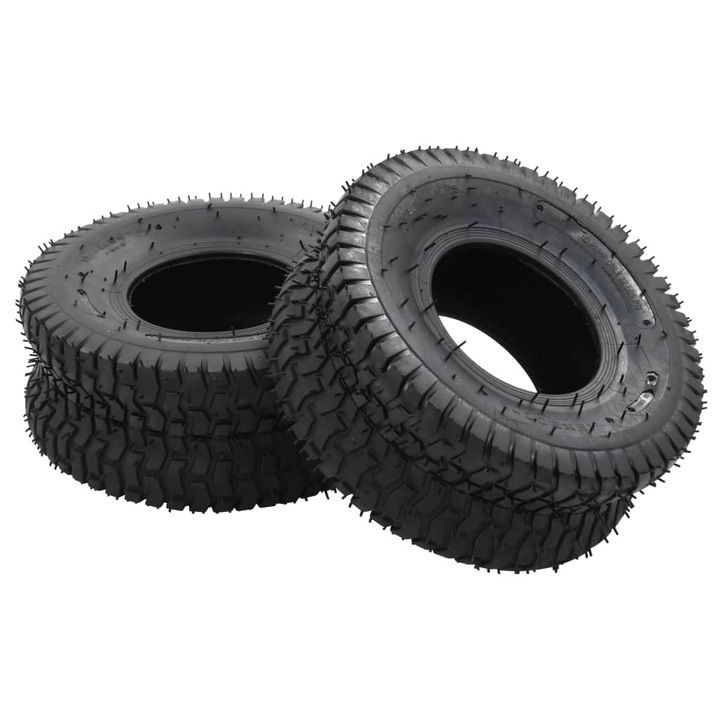 Комплект 2 гуми Zakito Europe, 15x6.00-6 4PR, устойчиви на износване, включена гума, черни, 33x15x13cm
