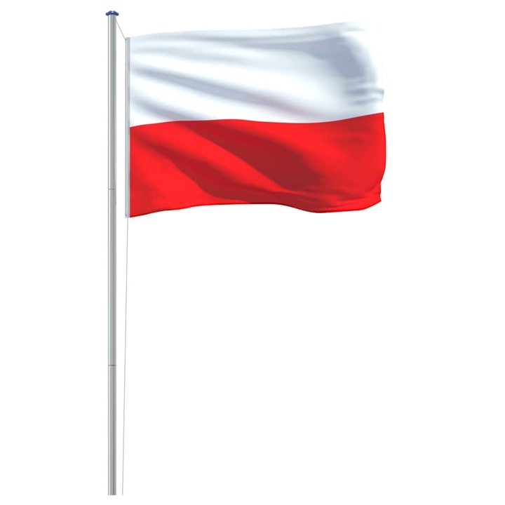 Телескопично знаме Полша, Zakito Europe, 90x150см, алуминий/полиестер, бяло/червено