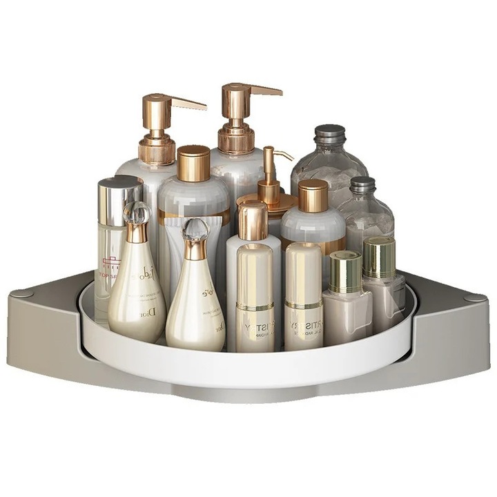 Raft pentru depozitare dus, Rotativ 360°, Organizator baie sau bucatarie, Permite scurgerea apei