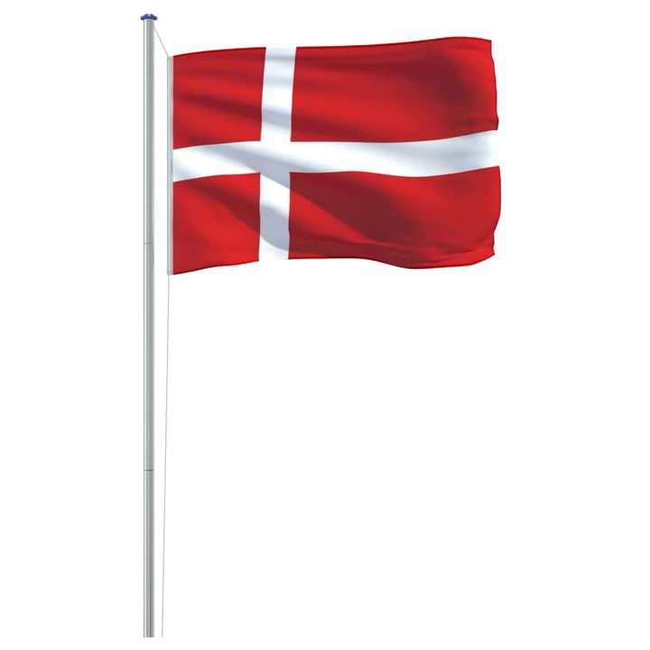Телескопично знаме Дания, Zakito Europe, 90x150см, алуминий/полиестер, бяло/червено