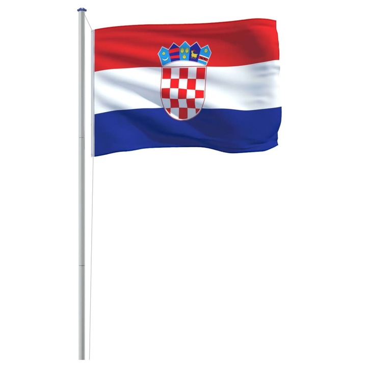 Телескопично знаме Хърватия, Zakito Europe, 90x150см, алуминий/полиестер, многоцветно