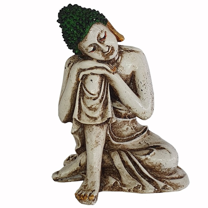 Statueta indiana decorativa, Buddha, alb