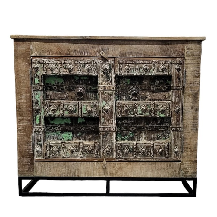 Comoda din lemn de mango, finisaj antichizat, multicolor, 120cm