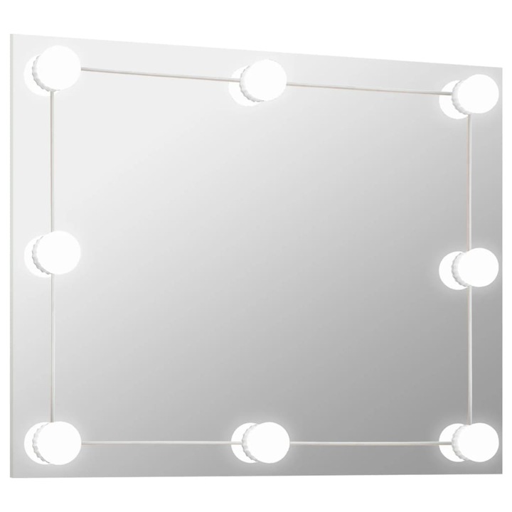Стенно огледало без рамка vidaXL, с LED лампи, правоъгълно, стъкло, 3.63 Kg