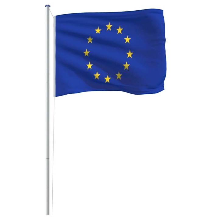 Телескопично знаме на Европейския съюз, Zakito Europe, 90x150 см, алуминий/полиестер, синьо/жълто