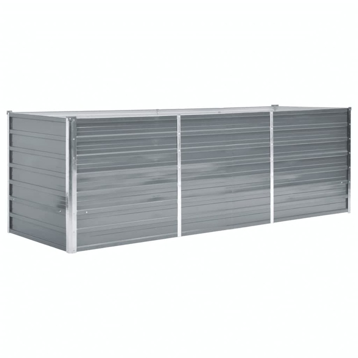 Strat inaltat de gradina vidaXL, gri, 240x80x77 cm, otel galvanizat, 14 Kg