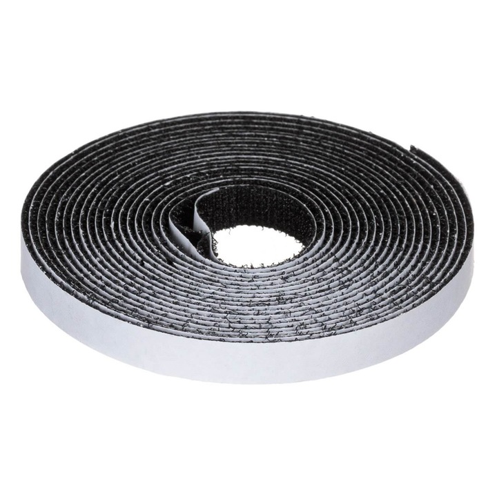 Banda scai autocolanta cu carlige mici Shopiens®, neagra, pentru fixarea plaselor anti insecte., 4 m x 1 cm