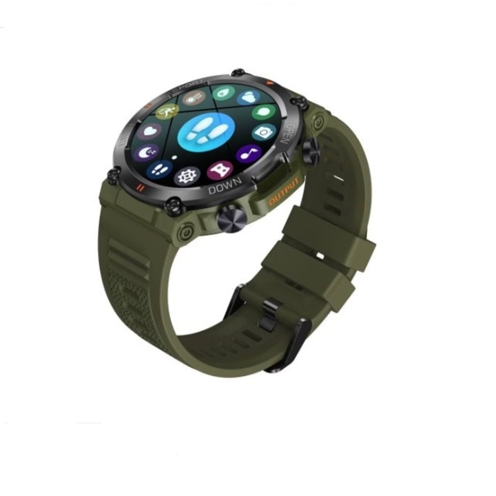 Смарт часовник BeSmart K56PRO, IP68, Bluetooth разговори, Известия за социални медии, Наблюдение на физическата активност/сън/сърдечен ритъм/SpO2 оксиметър, 24/7 фитнес тракер, 400mAh, зелен